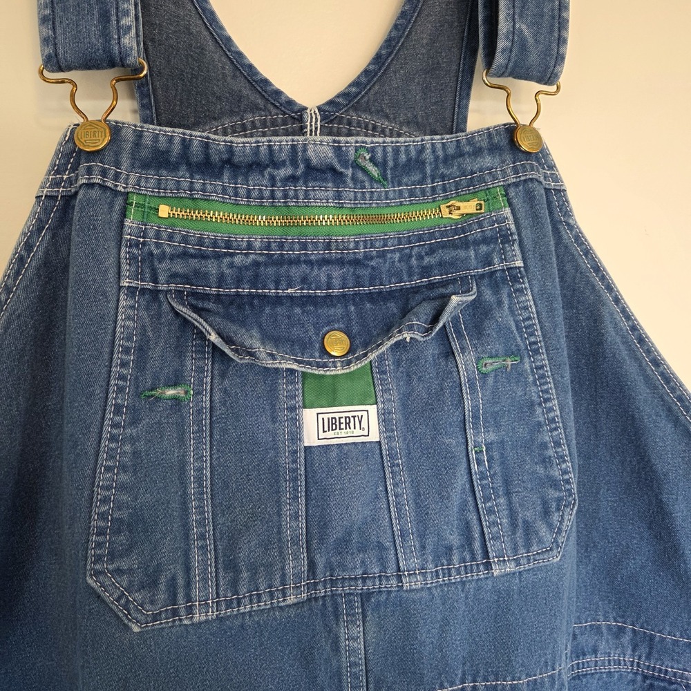Liberty Denim Bib Overalls Farmer Carpenter Soft Worn Mens 56x30 VGC SEE PICS - Picture 4 of 7